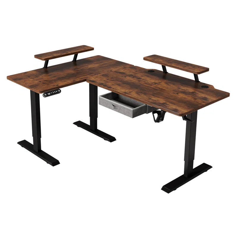 63'' L-Shaped Height Adjustable Standing Desk